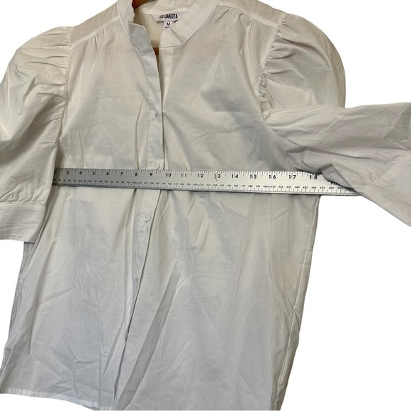 BB Dakota Poplin Button Down Puff Sleeved Shirt White Womens Size Medium - Picture 5 of 6